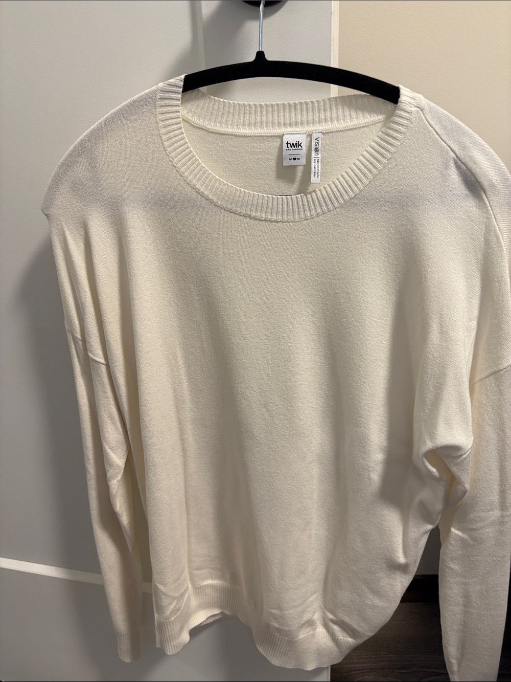 twik Men's Cream Lightweight Crewneck Sweater